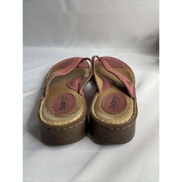Womens Born Hand Crafted Genuine Pink Leather Thong Sandals Flip Flops Size 9 - Picture 4 of 9
